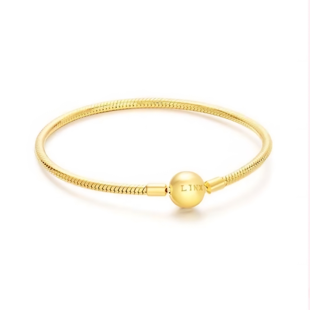 Linx 14K Gold Smooth Snake Chain Charm Bracelet with Ball Clasp 6.75", 7.75"